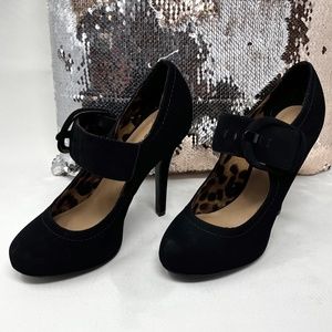 NWOT ANDIAMO Woman's Black Mary Jane Platform Heels Sz 7 W/Buckle